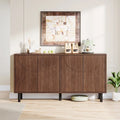 Brown Wood Grain Sideboard Buffet Cabinet 4 Doors Adjustable Shelves Storage