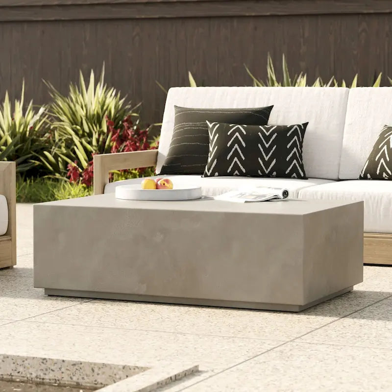 Rectangular Dark Grey Concrete Block Coffee Table Fully Assembled