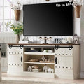 Farmhouse TV Stand with Sliding Barn Doors and Adjustable Shelves